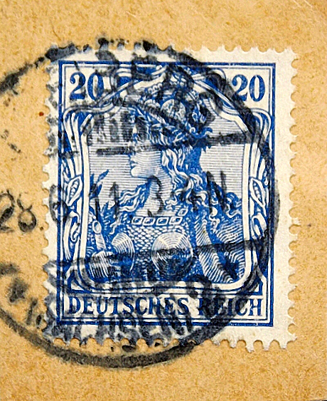 Германия , рейх . 1902 год . Германия с императорской короной . 20 pf. Каталог 1,30 €.